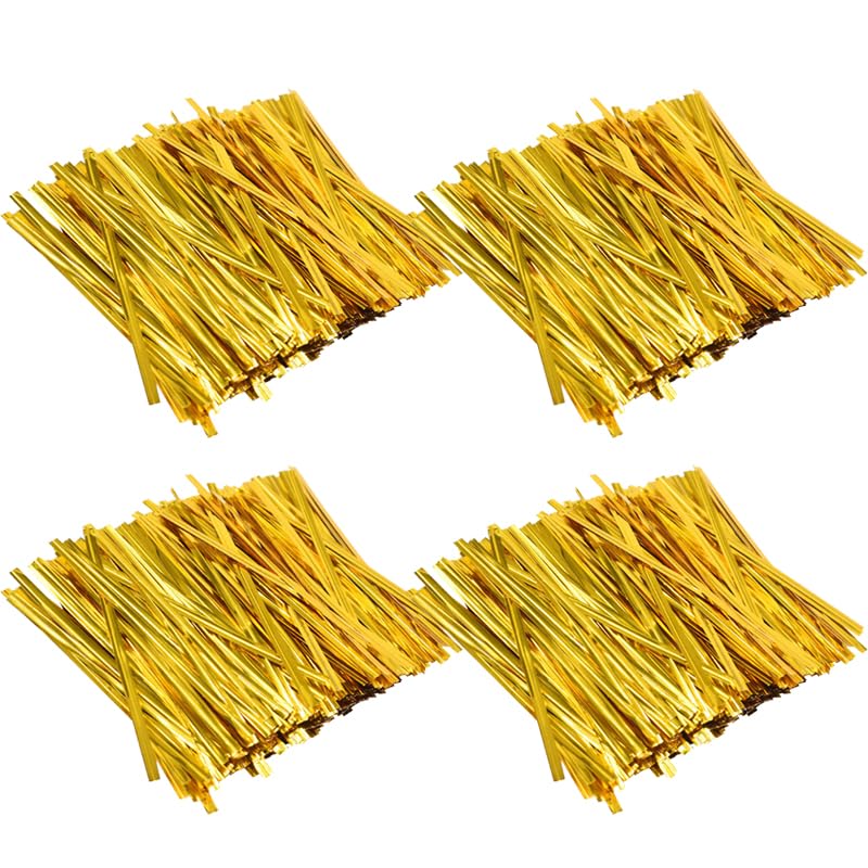 Aoktorkit 1PACKS 800Pcs Gold Metal Wire Twist Ties, 20cm, For Bread, Candy Bags