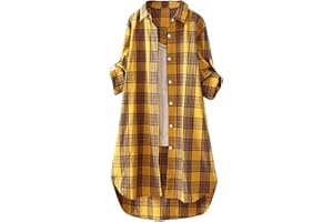 YUTANRAL Long Sleeve Shirts for Women Trendy Plaid Printed Button Down Shirts Plus Size Tops Casual Jackets Fall Clothes 2024