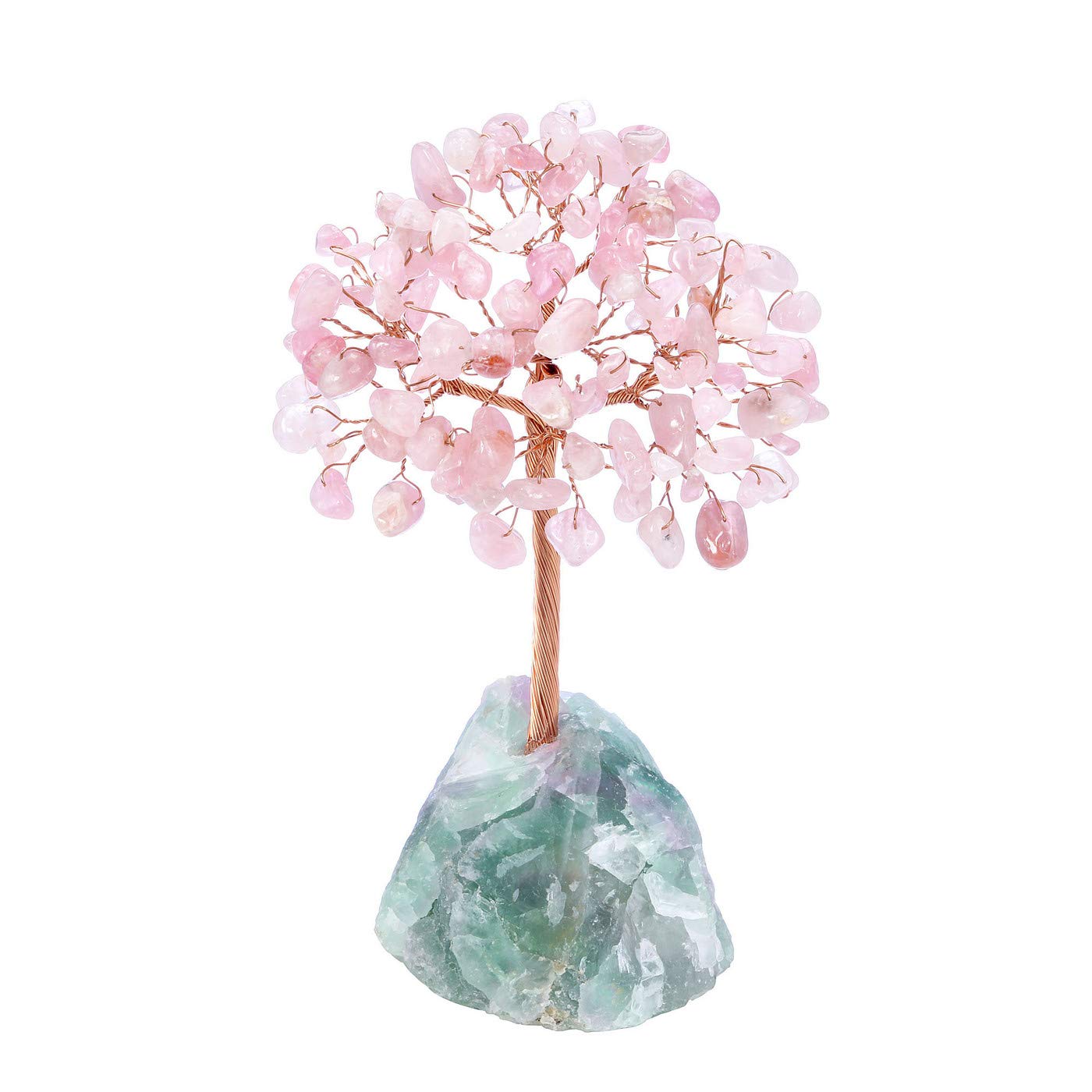 JSDDE Rose Quartz Crystal Healing Crystals Gemstones Feng Shui Money Tree of Life Figurines
