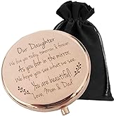 Gifts for Daughter on Wedding Day, Birthday Gift for Daughter Adult, Gift for Bride From Mom, 17 Year Old Girl Gift Ideas, 18th Birthday Gifts, 16th Birthday Gifts for Girls Compact Mirror (Mom & Dad)
