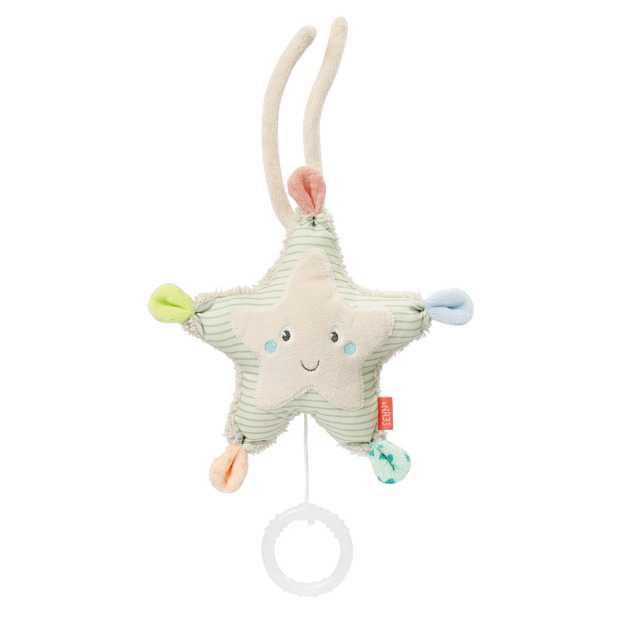 Fehn 054019 Mini Music Box Starfish - Cuddly Toy & Sleep Aid - with Calming Melody"Weißt du wieviel Sternlein Stehen" - Ideal Companion for Home & Travel - for Babies & Toddlers