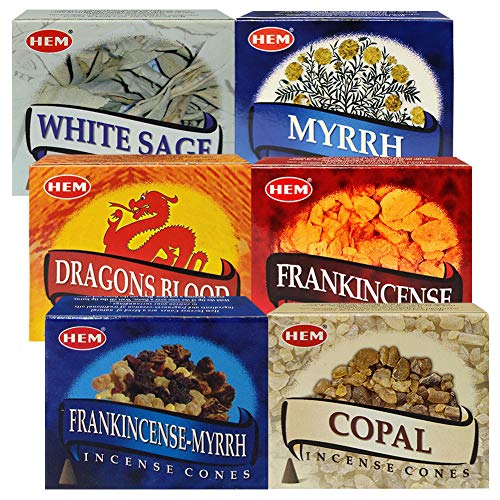 Hem Incense Cones Variety Pack 4 and Cone Incense Burner Bundle with 6