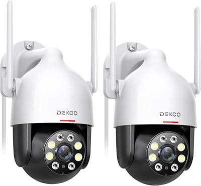 DEKCO 2K Outdoor Security Camera Auto Tracking 360° PTZ WiFi Color Night Vision