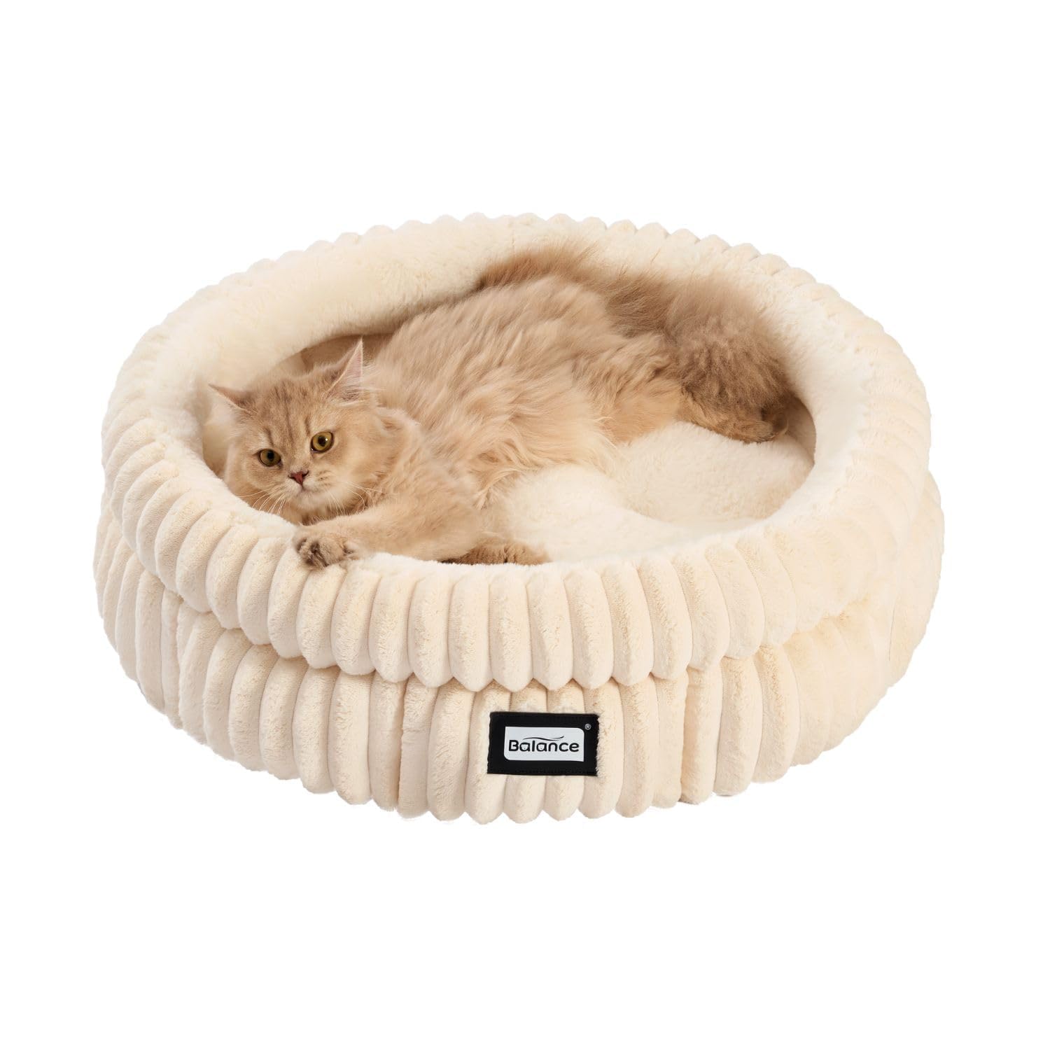 Photo 1 of BALANCE Cat Bed Kitten Bed, Washable Round Cat Beds for Indoor Cats,Super Soft Plush Faux Fur Pet Bed for Puppy and Kitten with Anti-Slip Bottom