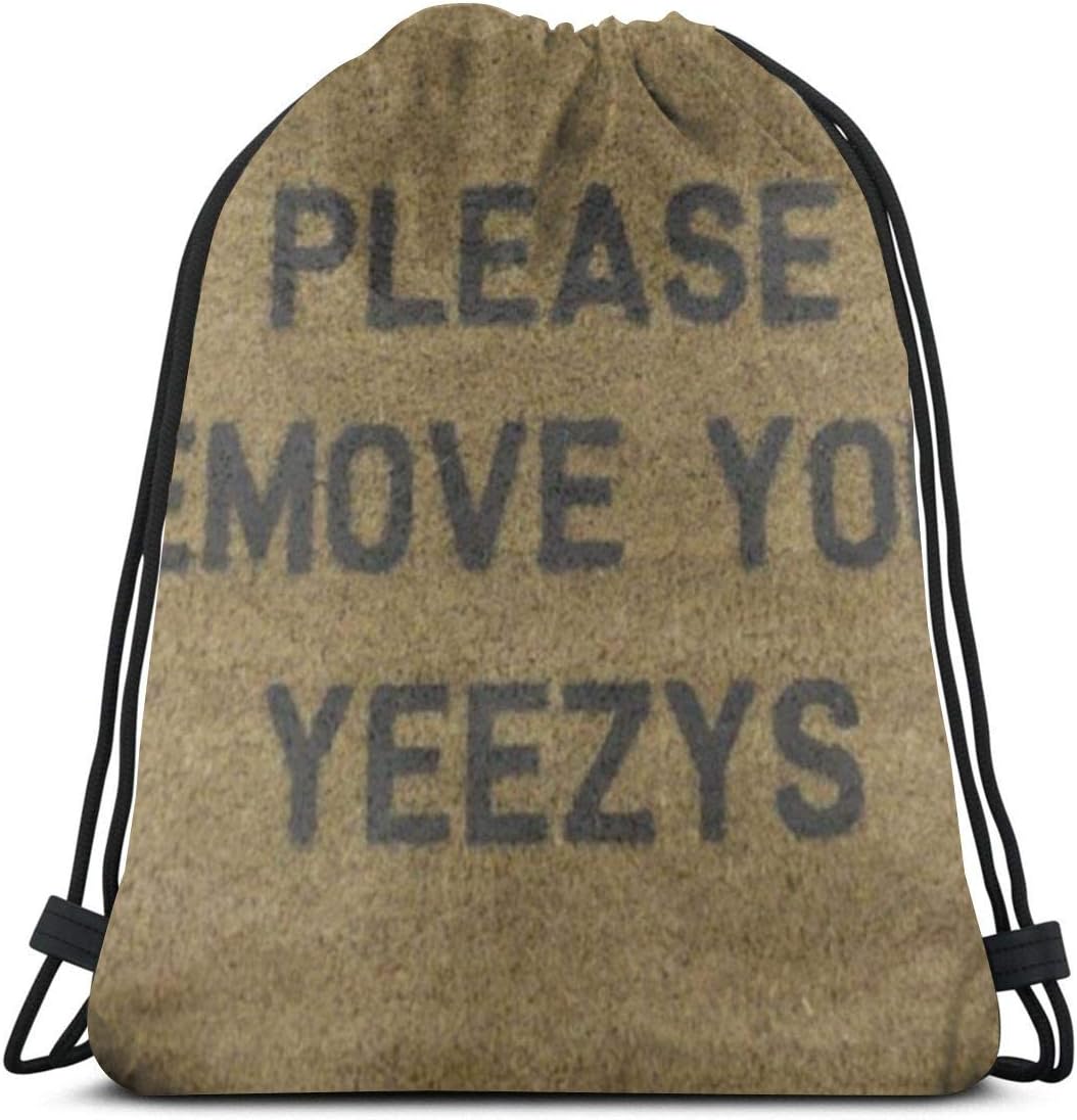 Kaixin J Please Remove Your Yeezys Super Absorbent 3D Print Drawstring Backpack Rucksack Shoulder Bags Gym Bag For Adult 16.9"X14"