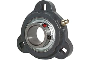 Peer Bearing PER FHF3X205-25MM 3 Bolt Flange Unit, Ductile Iron, Narrow Inner Ring, Non-Relubricable, Eccentric Locking Collar, Metric, Single Lip Seals, 25 mm Bore, 3" Center Length