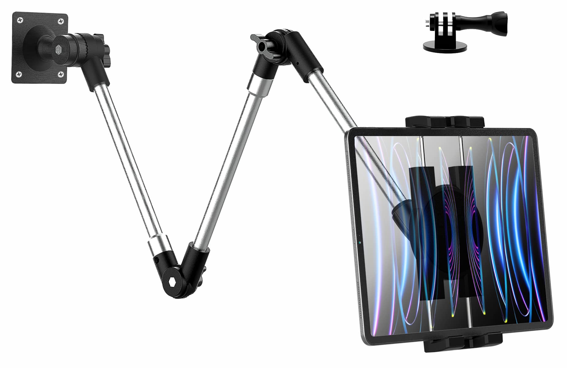 Photo 1 of YOOZ Metal Long Arm Tablet Wall Mount Holder [Aluminum Arm 37"] Adjustable Wall Tablet Stand with Foldable Arm for iPad Pro Air Mini, Galaxy Tab, Surface, Switch, Fire, iPhone, 4-12.9"