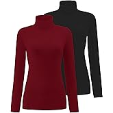 Womens Long Sleeve Turtleneck T-Shirts Mock Neck Underwear Fall Winter Fashion Base Layer Casual Lightweight Soft Tops
