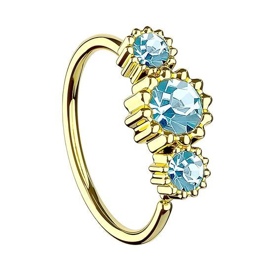Piersando Universal Piercing Ring für Septum Tragus Helix Ohr Nase Lippe Brust Intim mit 3 Strass Kristallen