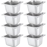 JAPCHET 8 Pack 1/6 Size 2-1/2 Inch Deep Steam Pan, Steam Table Chafer Pan, Stainless Steel Hotel Pan Food Pan for Buffet, Restaurants, Catering