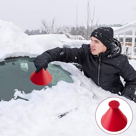 Eiskratzer Auto, A Rund Kratzen-Schneeschaufel Werkzeug Scheibenkratzer Auto Windschild Eiskratzer Schnell?Rot, 14cm?