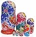 Moonmo 7pcs Beautiful Handmade Wooden Russia Nesting Dolls Gift Russian Nesting Wishing Dolls Colorful Graphics Matryoshka Traditional.