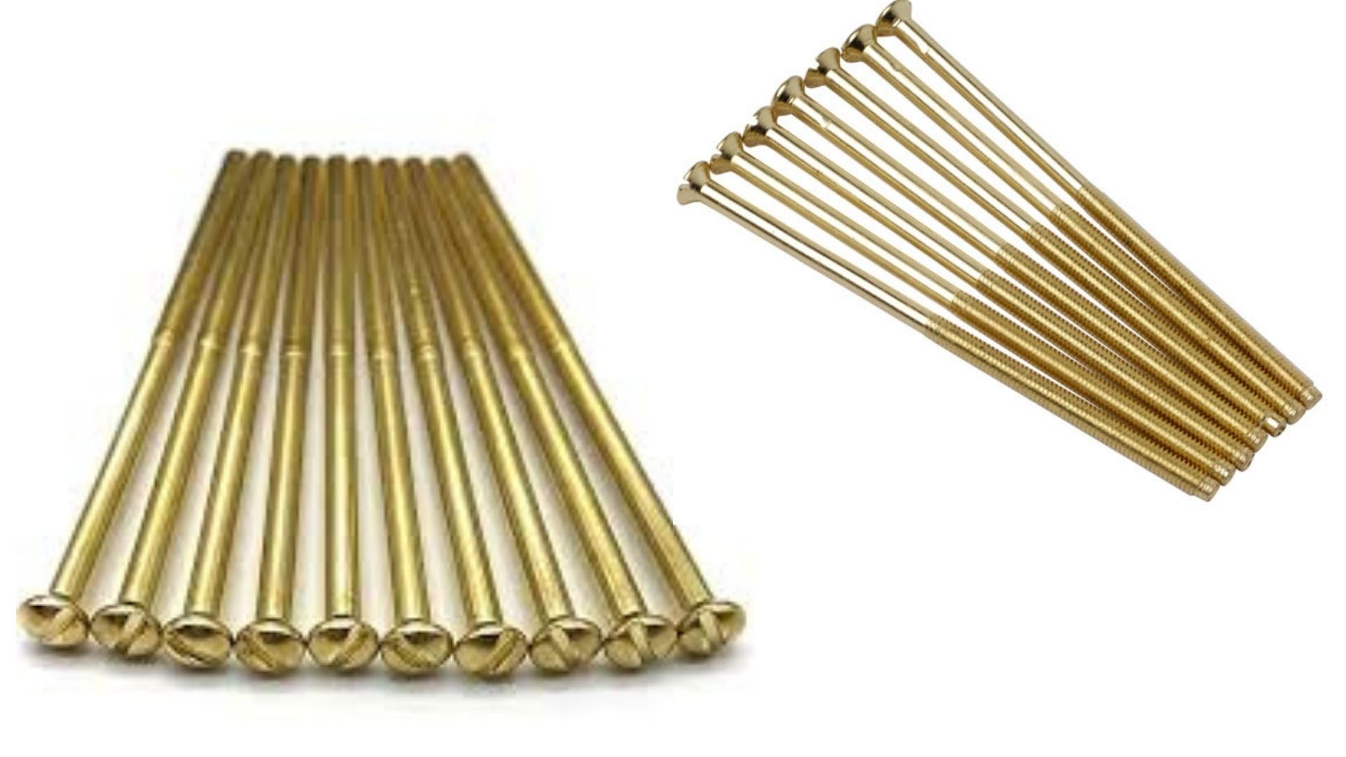 Electrical Long Socket Screws 40mm, 50mm, 75mm Black Nickel, Brass, Chrome M3.5 Screw Flat Raised Slotted Head Threaded Bolt for Switches, Plugs, Sockets, Fixings (20, Brass, 75mm)