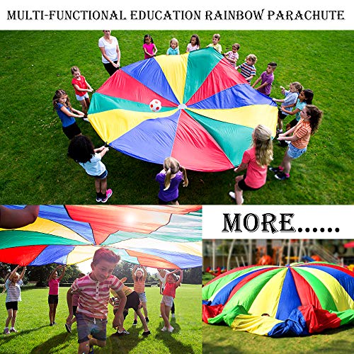 Gimilife 9ft Parachute for Kids, Play Parachute 8 Handles,Multicolored