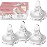 Nenesupply 4pc NaturalFit Baby Bottle Nipples. Level 3 Flow 3 Size M Nipple for 3 Month+ Babies. Medium Flow Wide Neck Nipple Anti Colic Vented Work with Nenesupply Bottles Lansinoh Spectra Bottles