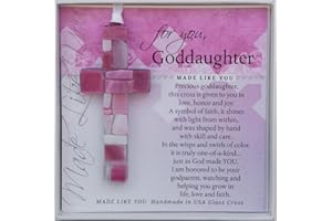 THE GRANDPARENT GIFT CO. Handmade Glass Cross with Loving Sentiments Perfect Christian Gift for Goddaughter On Birth Baptism Confirmation Christening Birthday from Godparents
