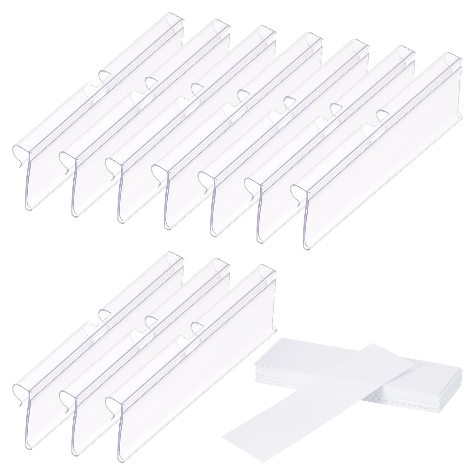 PATIKIL 50 Pcs Wire Shelf Label Holder, Plastic Storage Bins Clip Merchandise Sign Display Holder Label Holders for Market, Retail Shop, and Pantry(1.1x3.15 inch)