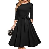 DRESSTELLS Cocktail Dresses for Women, Vintage Wedding Guest 3/4 Sleeves Formal Church Tea Dress