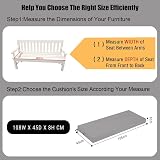 Outdoor 2 Seater Bench Cushion 8cm Thick Waterproof Grey view 3