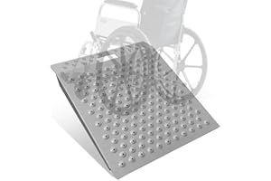 VLAENG 24" L x 29" Shed Ramp for Lawn Equipment, 750 LBS Portable Threshold Loading, Supporting Anti-Slip Ramp with Punch Plate Surface for Wheelchairs, Lawn Mower, ATVs, Garages & Barns, Carbon Steel