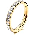 JINEAR 3mm Wedding Bands for Women Eternity Ring 18K Gold Plated Cubic Zirconia Engagement Rings Stackable Anniversary Promise Statement Ring Gift for Her Size 5 to 10