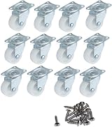 QOPAHI 25mm Swivel Castor Wheels 12pk Rubber Base Ball Bearing for Furniture