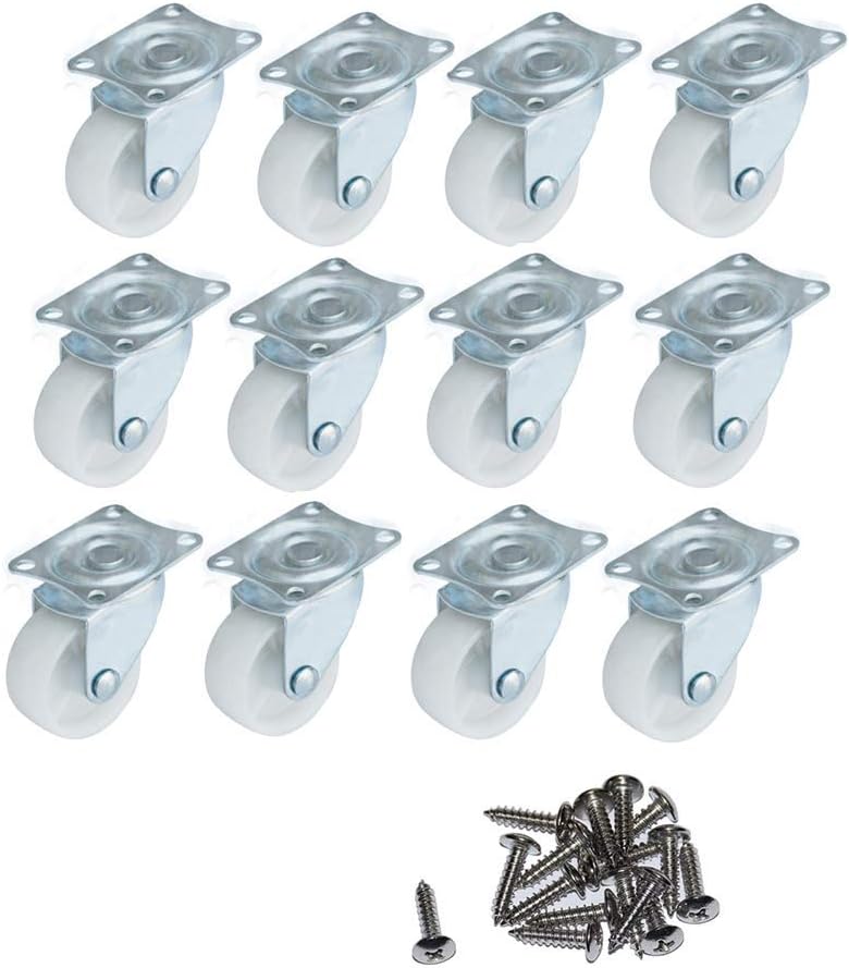 QOPAHI 25mm Swivel Castor Wheels 12pk Rubber Base Ball Bearing for Furniture