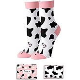 HAPPYPOP Cow Print Socks for Girls - Cow Gifts for Kids 7-12 Years Preteens