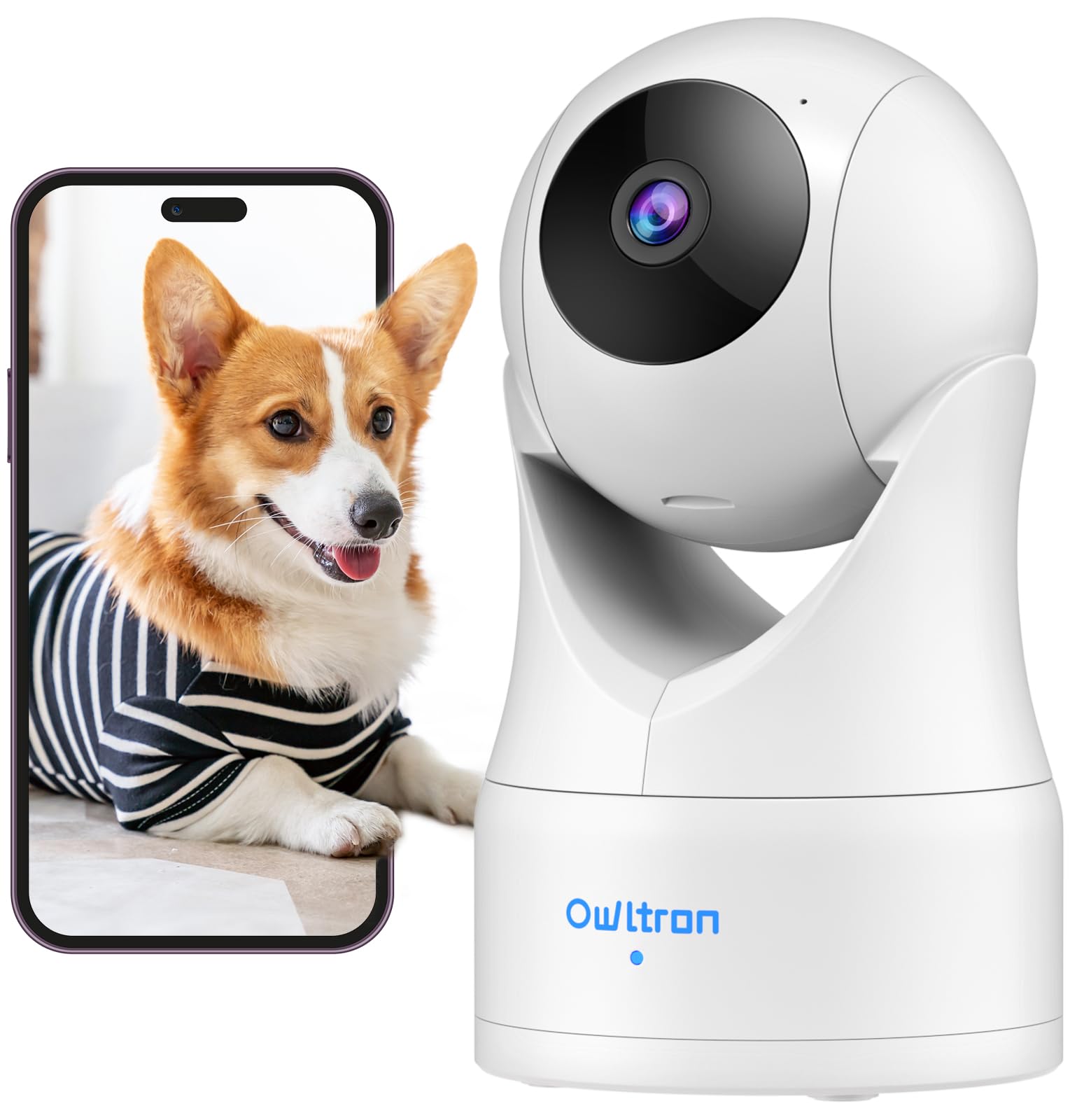 owltron Security Camera Indoor Baby Camera, Pet Camera, Cameras House Security, 360° Pan/Tilt Motion Tracking, IR Night Vision, 2-Way Audio, Indoor Security Camera for Home/Pet, Work with Alexa