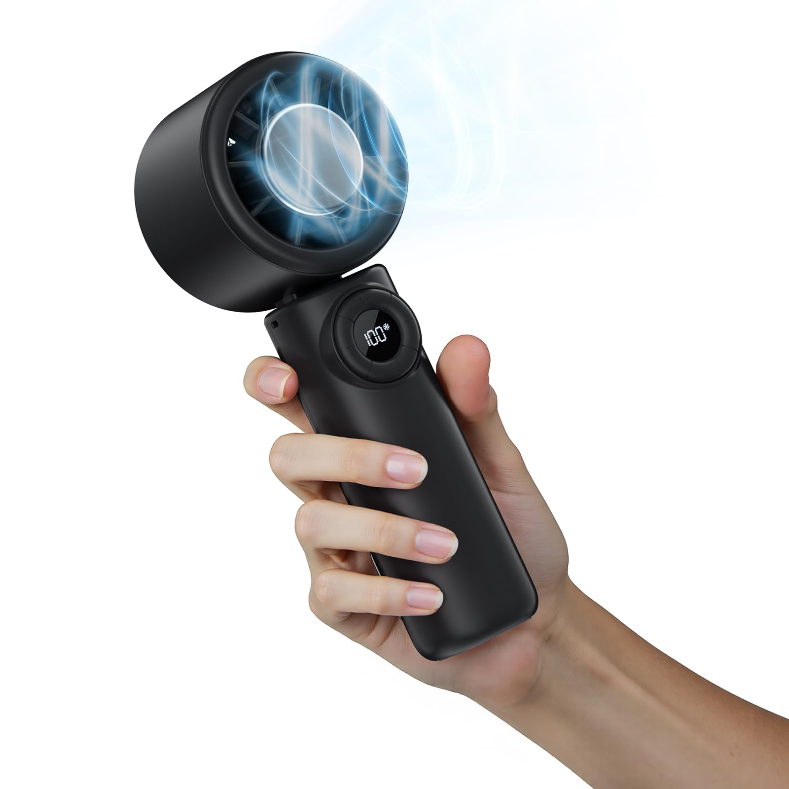 Photo 1 of CIVPOWER Handheld Fan: Portable Small Ice Cooling Plate- 4000mAh Rechargeable 100 Gear High-Speed Turbo 10500 RPM - Personal Foldable Battery Operated for Travel Indoor Outdoor Women Men (Black)