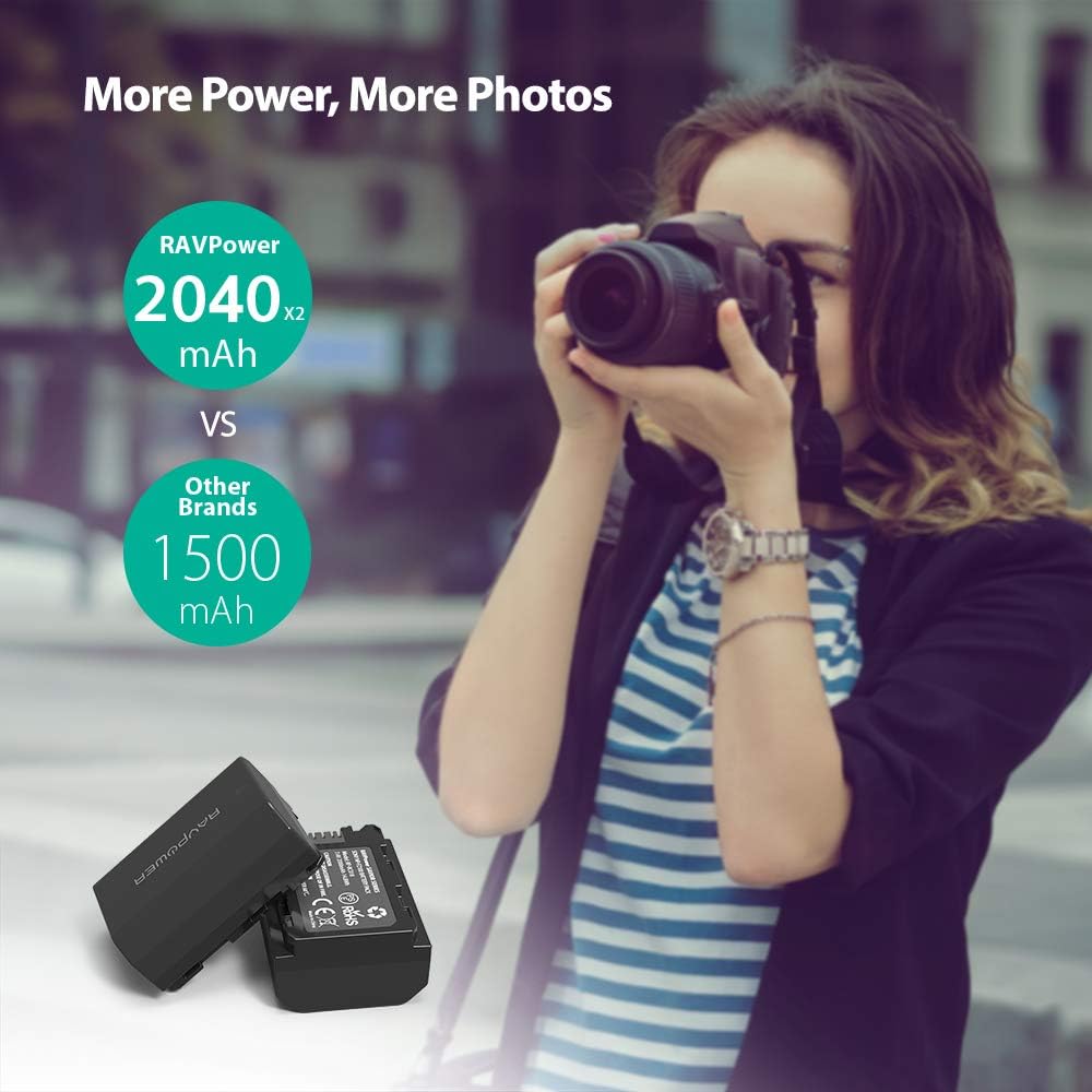 NP-FZ100 RAVPower [Upgraded] Camera Batteries Charger Set for Firmware 2.0 Sony Alpha A7 III Battery A7R III A9 Alpha 9 A7R3 a6600 a7R IV Alpha a9 II Alpha 9R A9R Alpha 9S (2-Pack, 2040mAh) : Camera & Photo