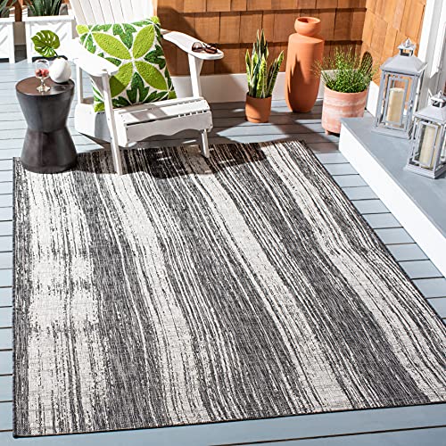 SAFAVIEH Courtyard Collection 4'5" x 6'5" Black / Grey CY8393 Indoor/ Outdoor W…
