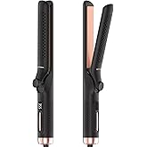 360° Airflow Styler, 2 in 1 Hair Straightener and Curling Iron 1.25 Inch with Vented Cool Air to Lock in Style, Extra Long Flat Iron, Dual Voltage for Travel, LCD Display