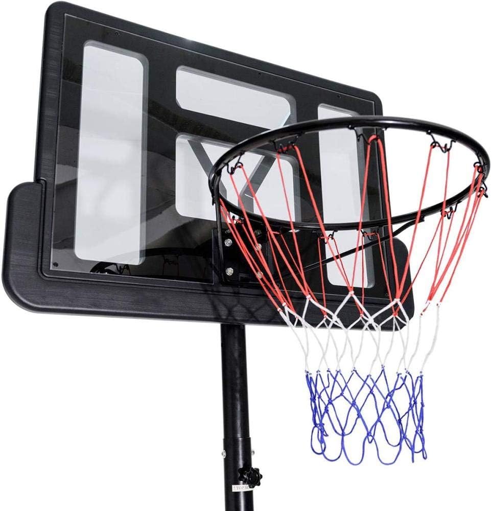 HengYue 260-300cm Adjustable Basketball Stand With Wheels, Portable Basketball Backboard Hoop Net System For Indoors Outdoors