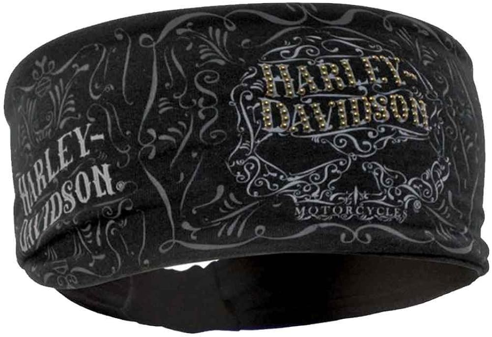 HarleyDavidson Women's Studded Ornate Willie G Skull Knotted Headband