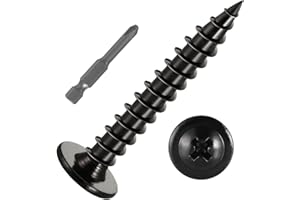 KVOHLUM #10 x 1-1/2" (80 PCS) Modified Truss Head Wood Screws, Phillips Drive Quick Metal Self Tapping Screws, Black Coating, Full Thread, Screwdriver Bit Included