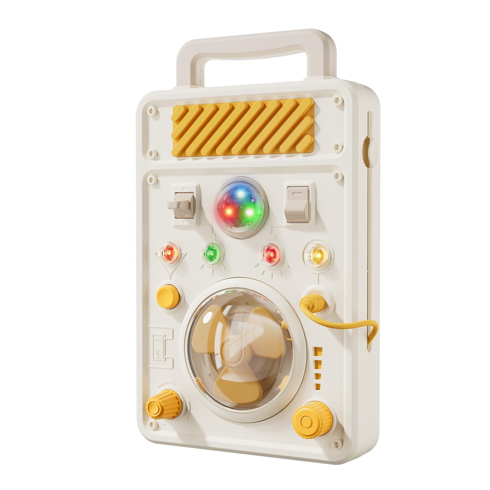 SOCBTNSO Montessori Busy Board for 1+ Year Old - Electronic Light & Activity with Buttons, Switches, Fan & Rotating Knobs | Sensory Learning Travel Toys & Gifts for Toddler Boy/Girl Age 1 2 3