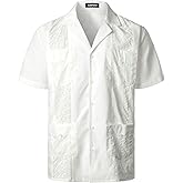 VATPAVE Mens Short Sleeve Button Down Cuban Guayabera Shirts