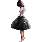 ELAWBTY Womens Knee Length Princess Petticoat Underskirt Tulle Tutu Skirt for Prom Party P84