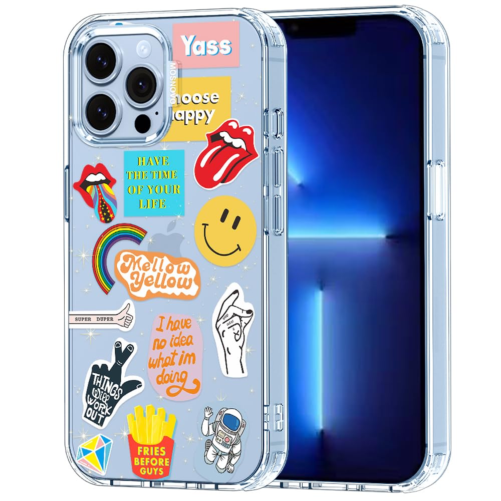 MOSNOVO Case for iPhone 13 Pro Max, [Buffertech 6.6ft Military-Grade Drop Protection] [Anti Peel Off Tech] Clear TPU Bumper Phone Case Cover Design - Pop Culture — image 1