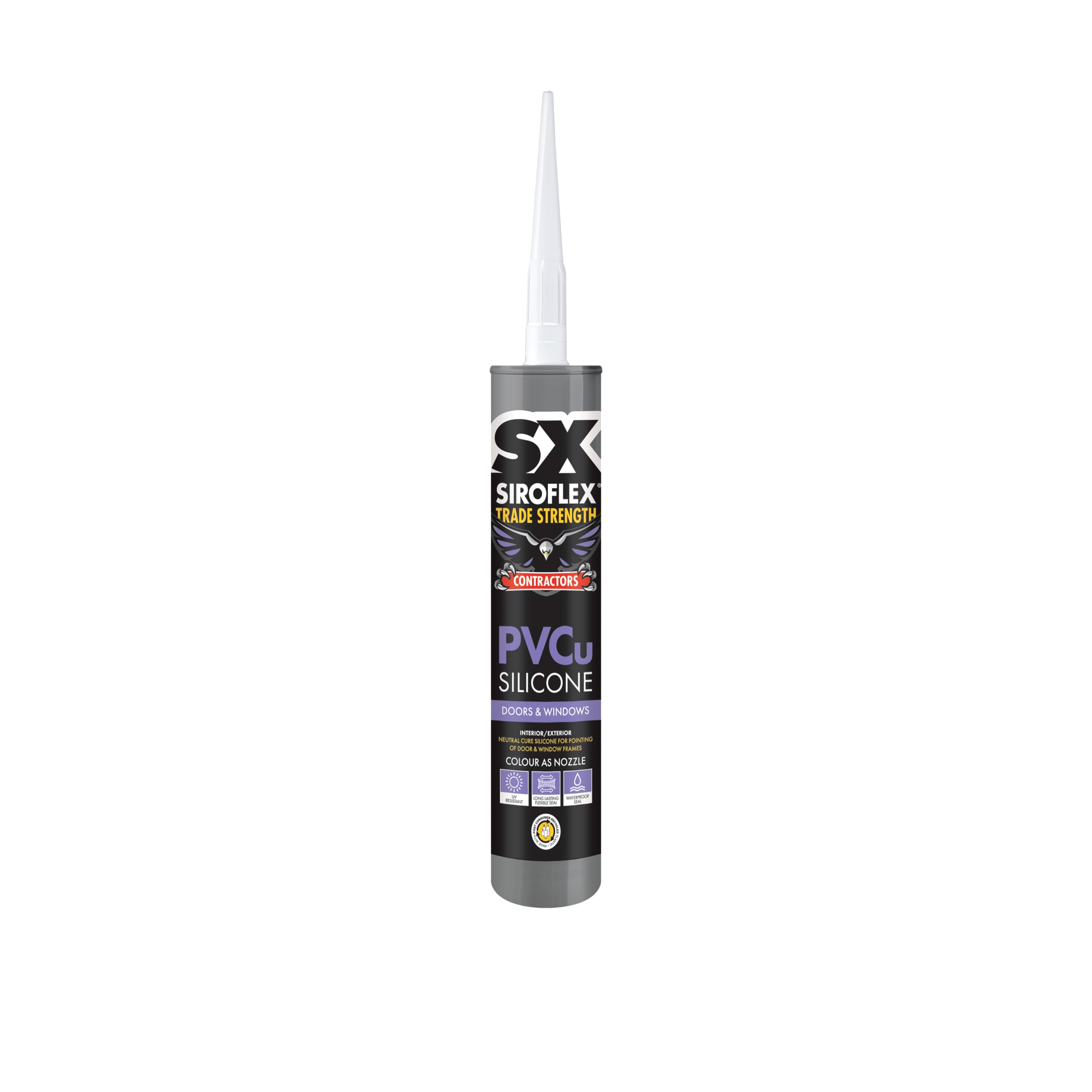 SX Siroflex PVCu Silicone – Neutral Curing Sealant for Window and Door Frames Offering UV, Water & Moisture Resistant Performance for Interior and Exterior Applications – 300ml, White