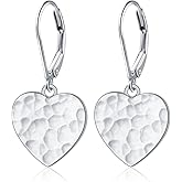 Valentines Day Gifts S925 Sterling Silver Heart Dangle Drop Leverback Clasp Lever back Earrings for Women Jewelry