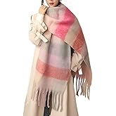 MININAI Chunky Winter Scarfs for Women Cold Weather Warm Knit Thick Plaid Scarf Long Large Oversized Checked Scarves