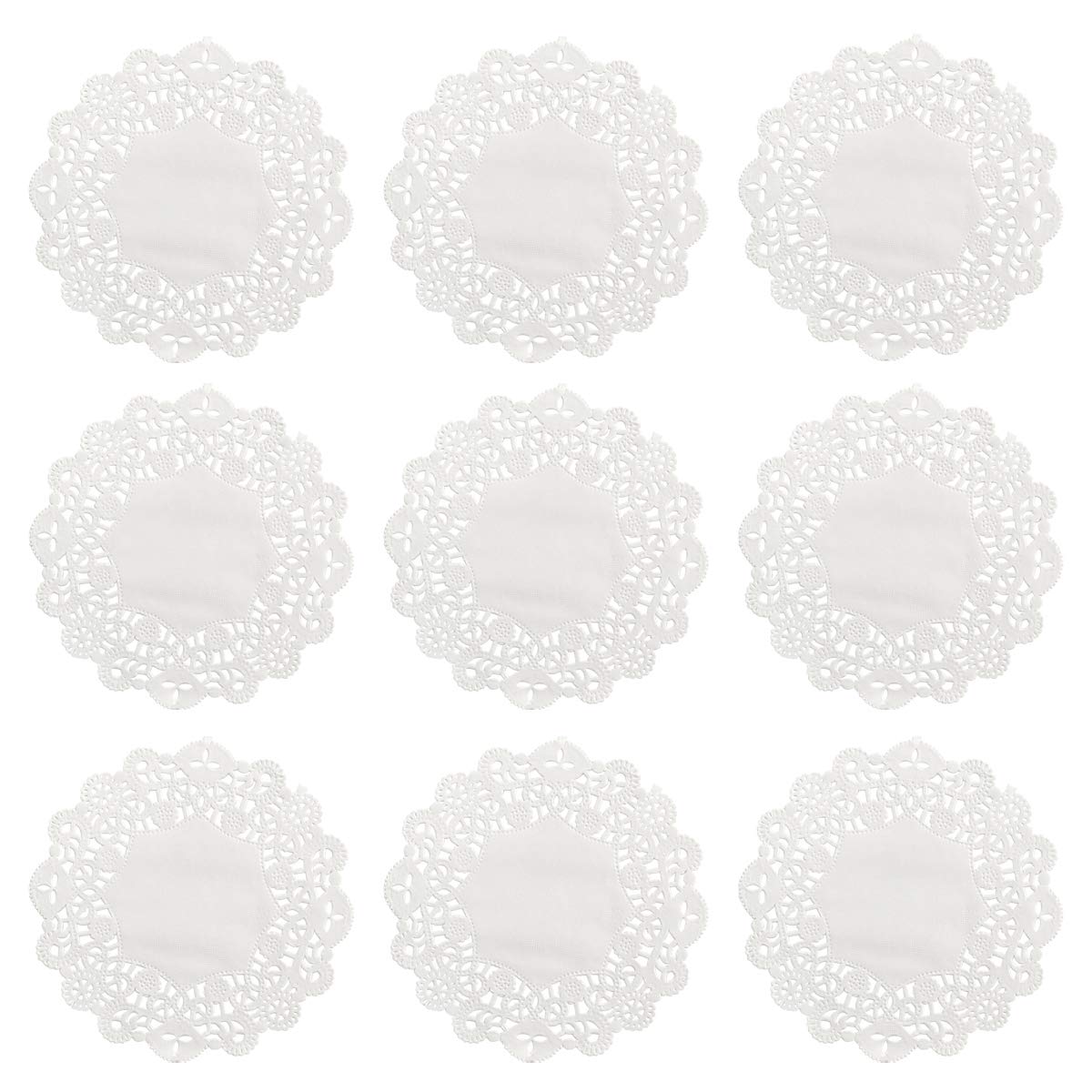 100pcs Disposable Oil- absorbing White Lace Paper Doilies Cake Box Liner Packaging Paper Pad 5. 5" (Pattern)