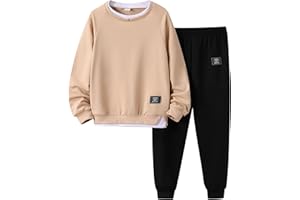 Voxikidio Kids Boys Clothes 3D Letter Print Long Sleeve Sweatshirt & Pant 2PCS Fall Outfits Size 6-12 Years