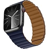 Bisikor Compatible with Apple Watch Band 49 46 45 44 42 41 40 38mm, Double Sided Wearable Silicone Magnetic Strap for iWatch Ultra SE Series 11 10 9 8 7 6 5 4 3 2 1 (38/40/41/42, Brown/Indigo)
