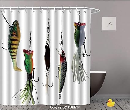 Amazon Com Putien Durable Shower Curtain Fishing Decor Various