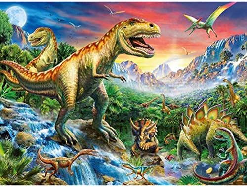 FKUO Large 5D DIY Diamond Painting"Dinosaur" Animal World Embroidery 2.8mm Round Diamond Embroidery Fashion Home Decor (27 X 20 cm)