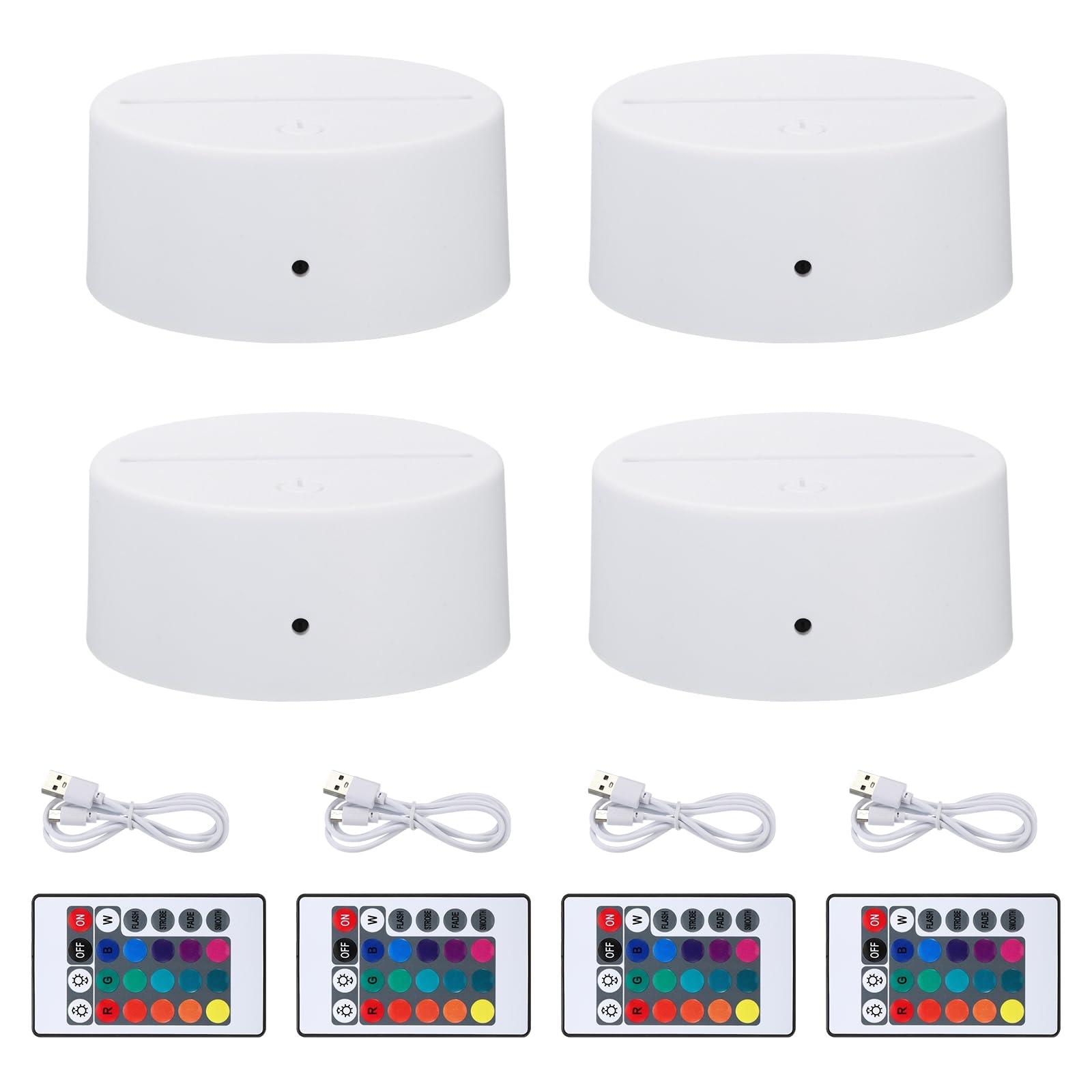 Patikil White 3D Night LED Lamp Base with 16 Colors and Remote Control, USB Cable - Christmas Light Base for Restaurant, Room, Shop
