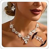 ANGLEQUEEN Silver Prom Jewelry Wedding Shine Brightly Prom Costume Brides Necklace Earring Bracelet Set Bridesmaid Dainty Rhinestone Jewelry Party Accessorie